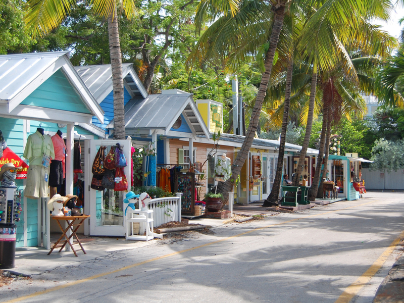 Brightly colored buildings in Bahama Village, one of the best places when considering where to stay in Key West