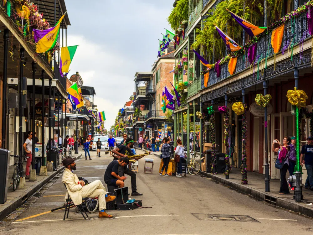 Live band on bourbon street, one of the best place to stay in New Orleans