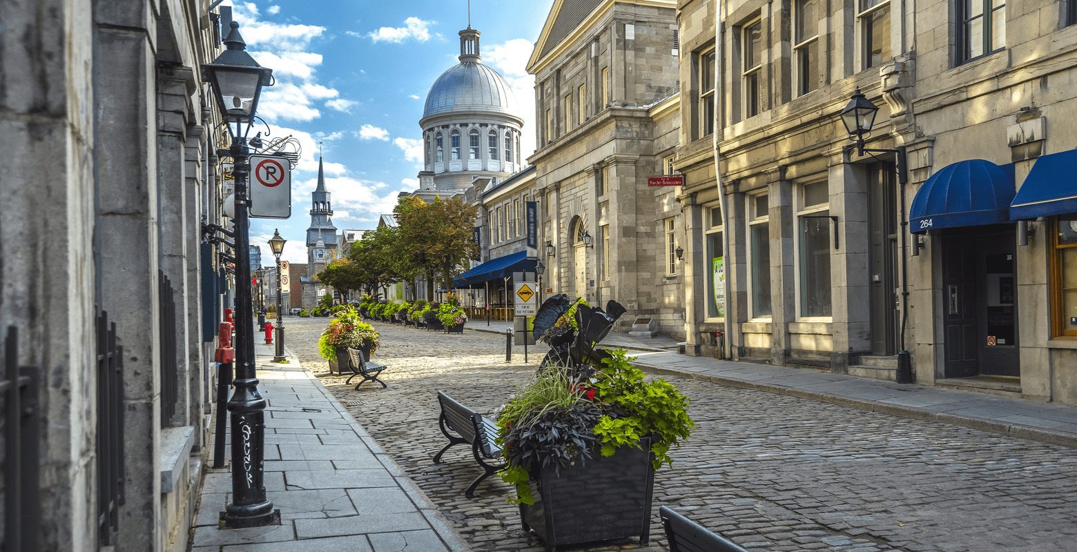 As an image for a piece on when to visit Montreal, a street in the old part of the city on a cool summer morning