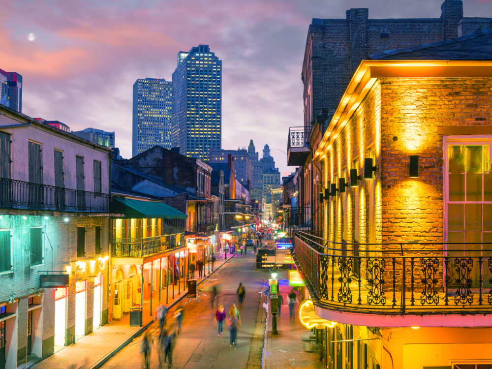 Cool view of one our our picks for where to stay in New Orleans, the French Quarter