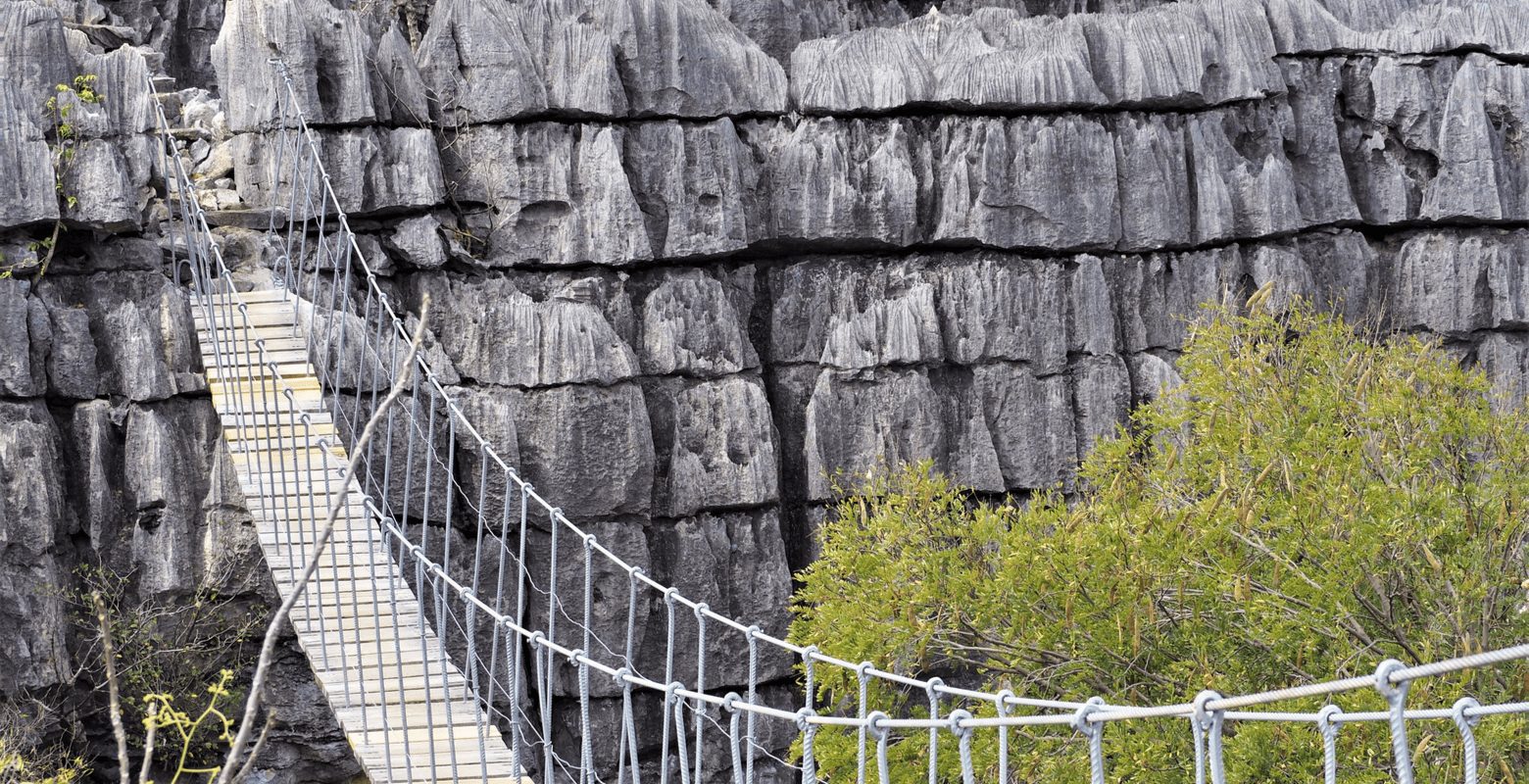 For a piece on Ankarana National park, a bridge leads to a rock expanse