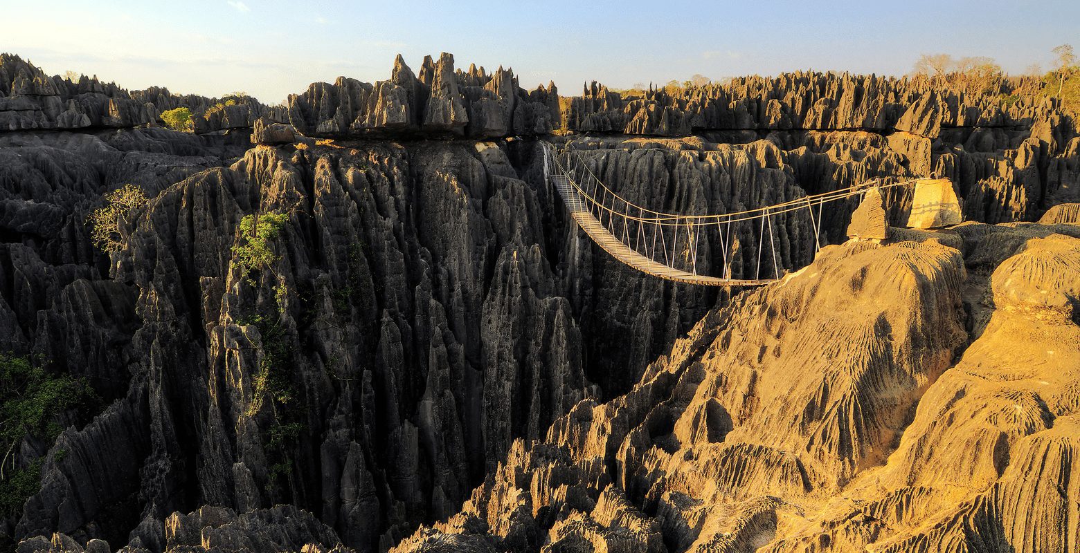 Bridge over the Tsingy de Bemaraha national park in Madagascar