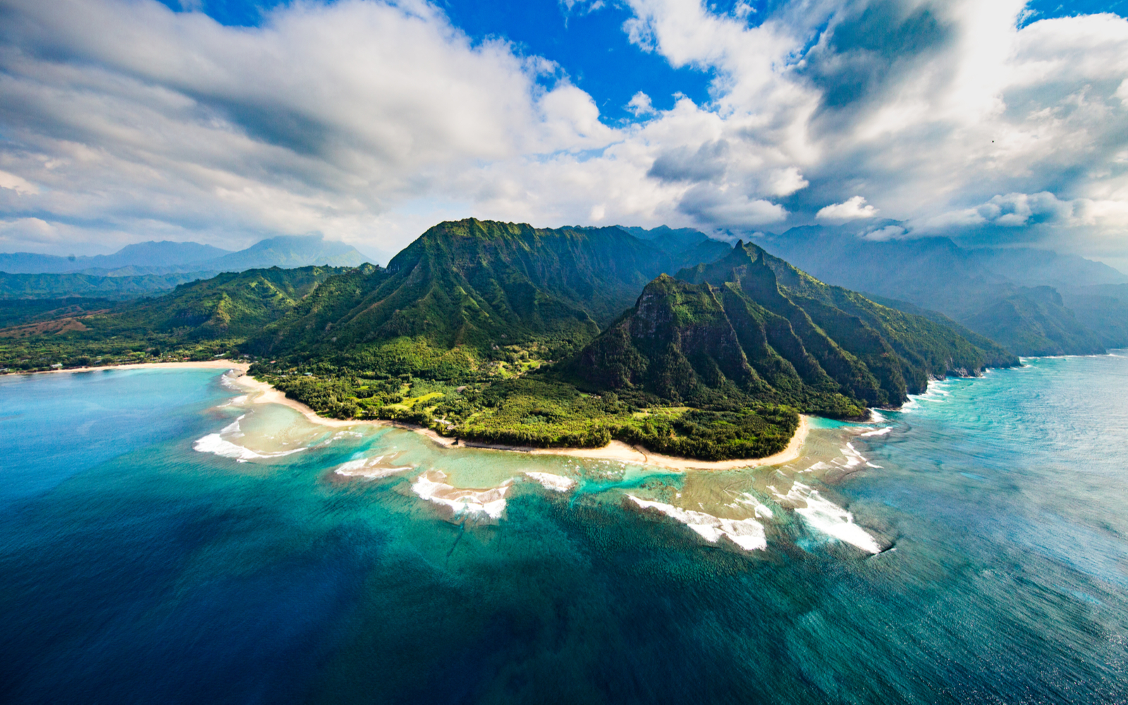 As an image for a piece on where to stay in Kauai, an aerial shot of the gorgeous island