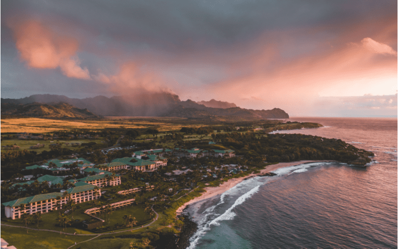 Aerial image of Poipu one of the best places to stay in Kauai