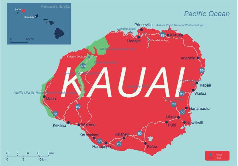 Where to stay in Kauai map
