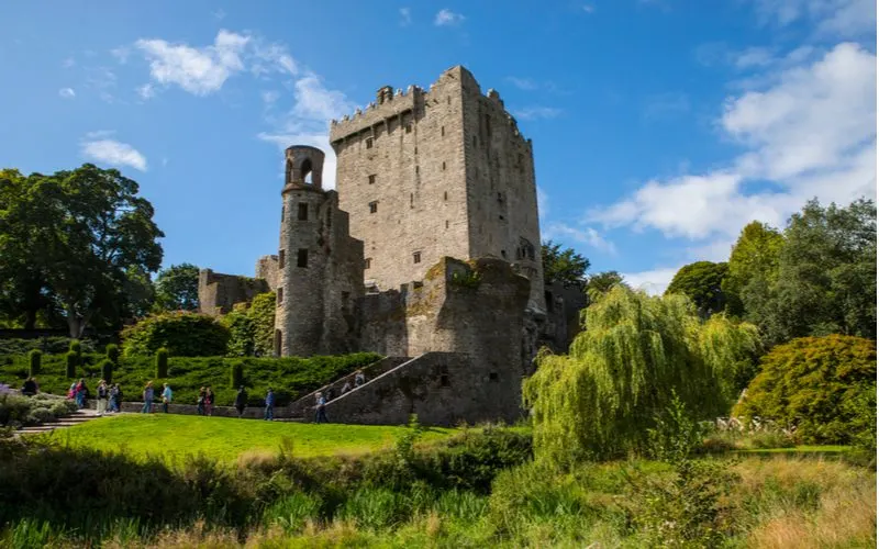 Blarney Castle, one of the best Irish castles, shown from the old moat area