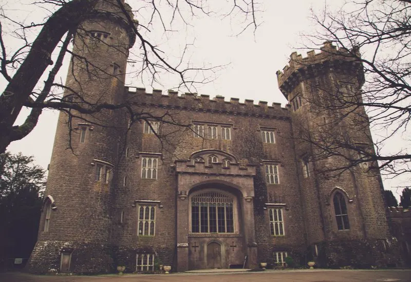 Creepy image of Charleville Castle, one of the best in Ireland, as viewed in a vintage image
