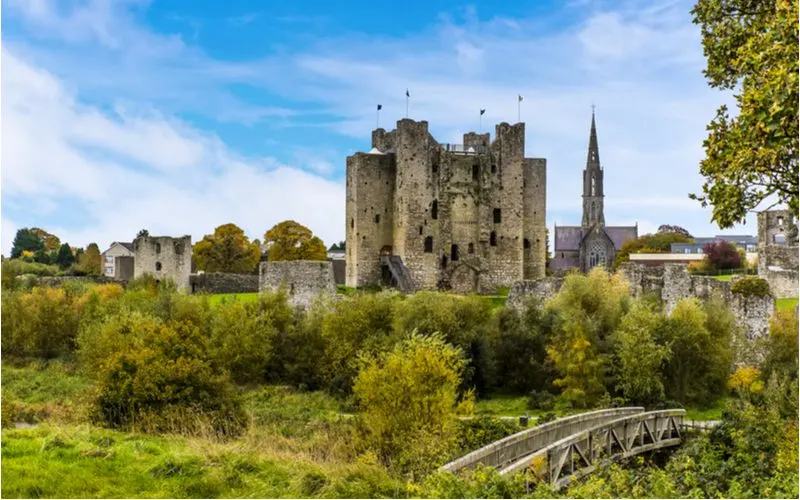 Wide shot of Trim Castle, one of the best castles in Ireland