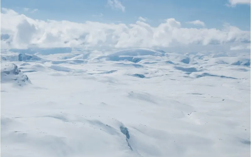Hardangerjøkulen Glacier, a Star Wars filming location, where Luke flies through the legs of the AT-AT