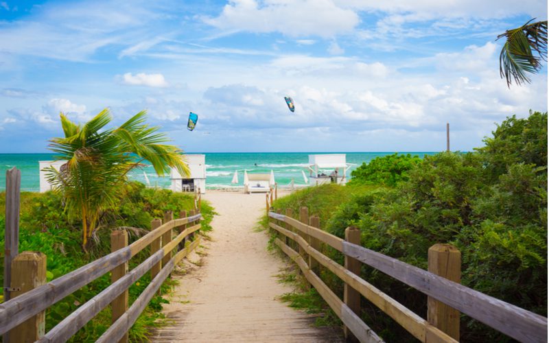 Walkway to one of the best Miami beaches for a piece on the best Airbnbs in Miami Florida