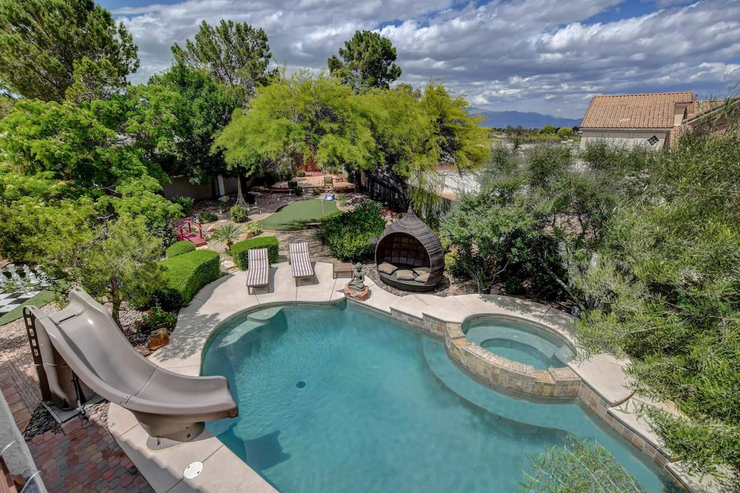 Buddha estates, one of the best Airbnbs in Las Vegas with an outdoor area next to the pool
