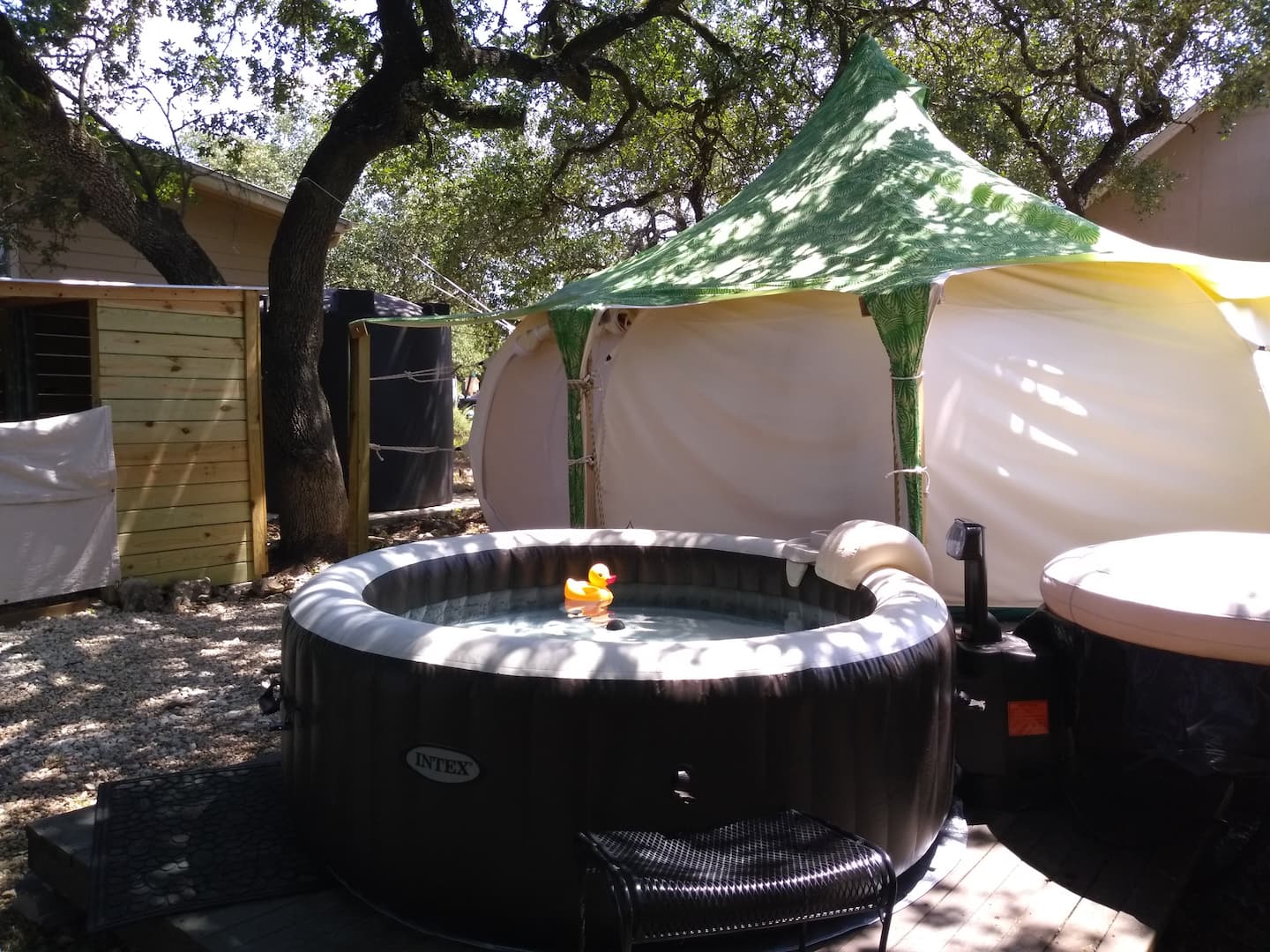 Glamping yurt with hot tub, one of the best Airbnbs in Texas