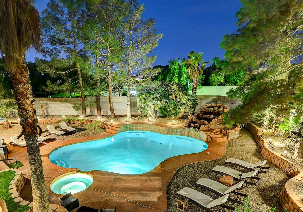 Private Oasis with pool and hot tub, one of the best Airbnbs in Las Vegas Nevada