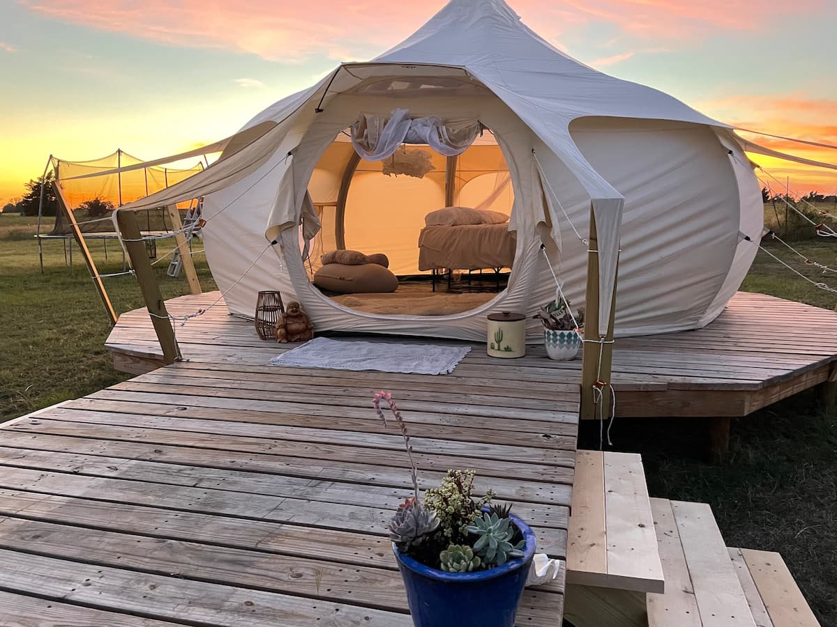 Serene Lotus Belle, one of the best glamping Airbnbs in Texas