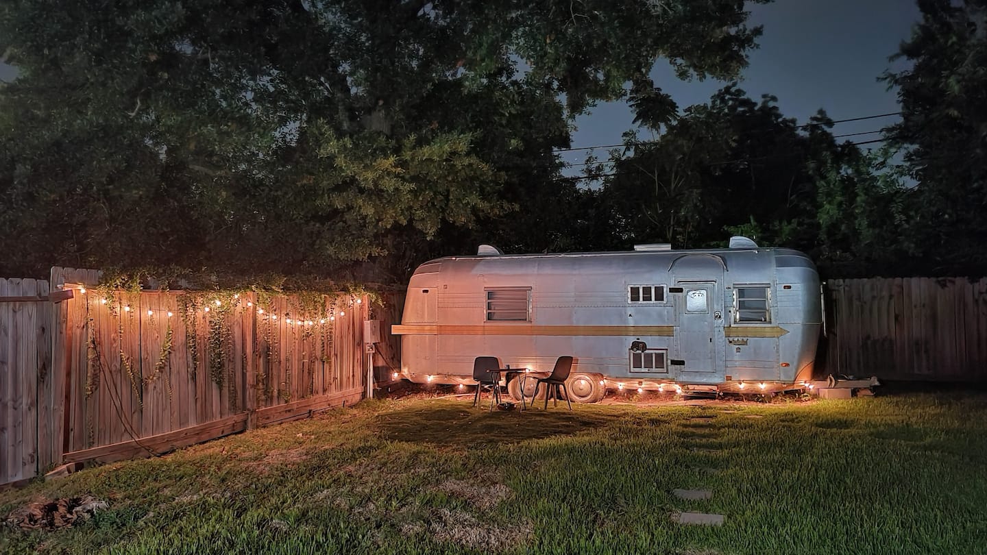 Vintage pink rv, one of the best and most unique Airbnbs in Houston