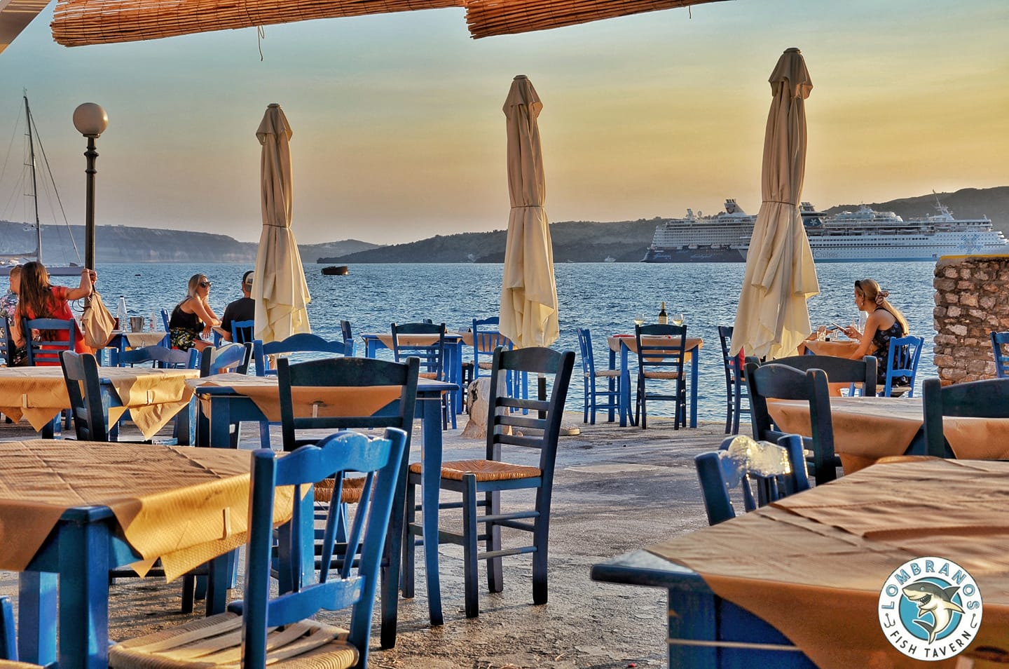 Lombranos patio, one of the best restaurants in Santorini