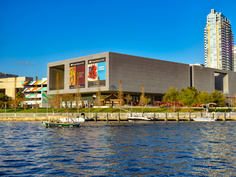 Tampa Museum of Art, one of the best museums in Florida, viewed from the water