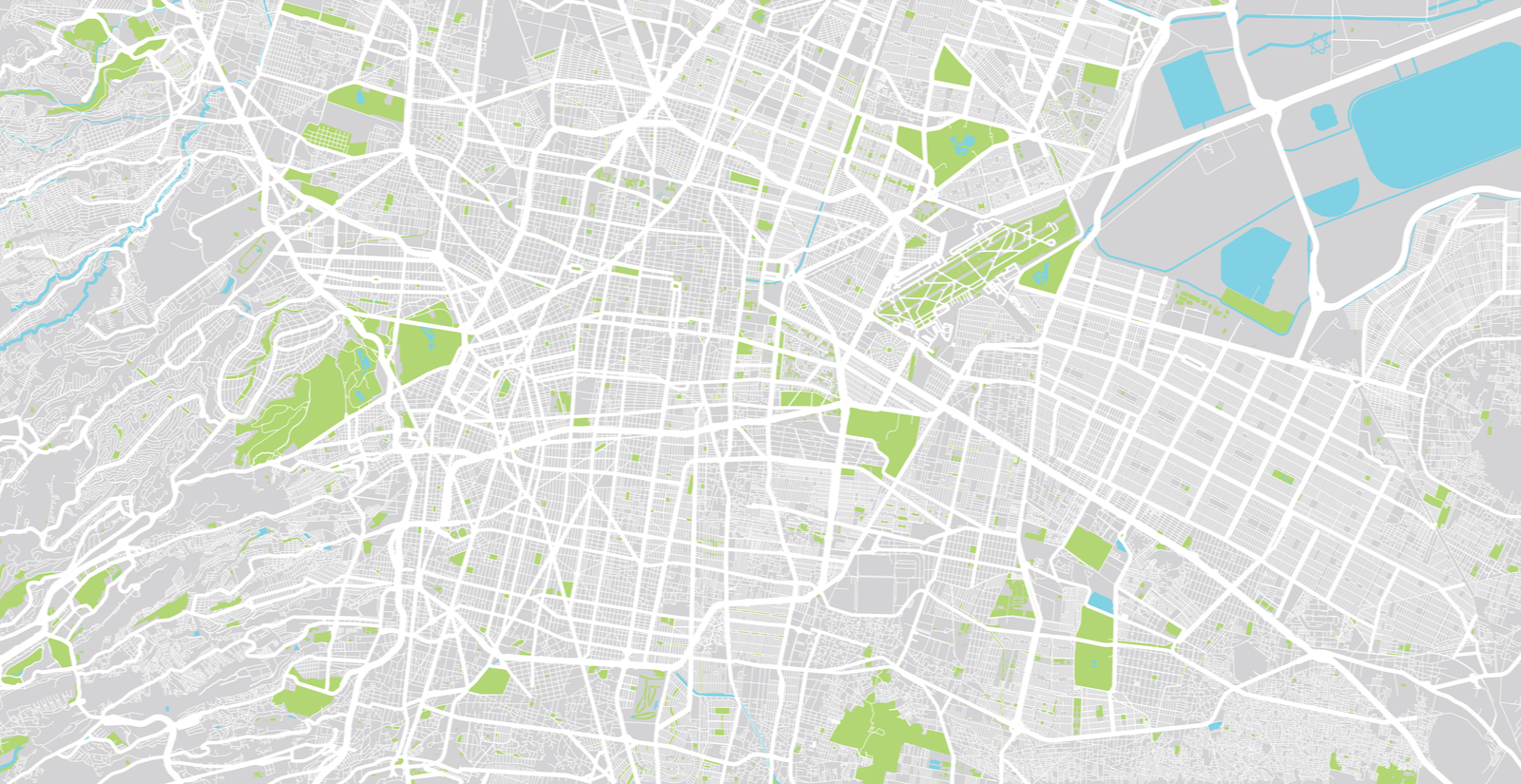 Vector map of Mexico City for a piece on where to stay in Mexico City