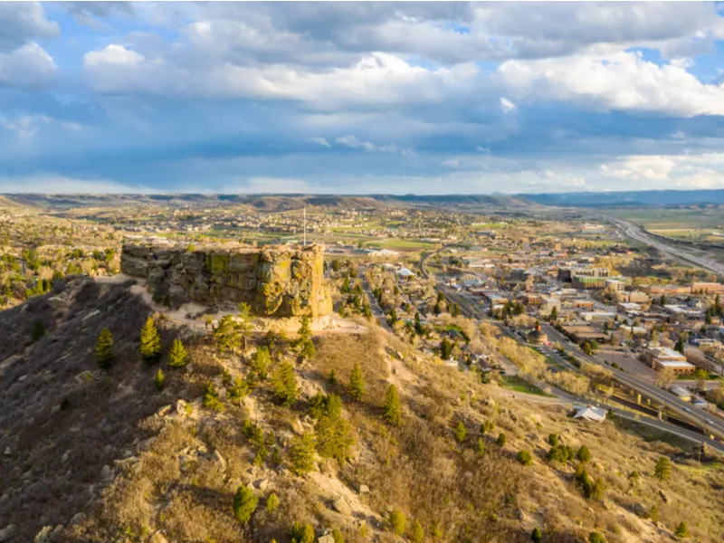 Aerial view of Castle Rock downtown, one of the best places to visit in Colorado