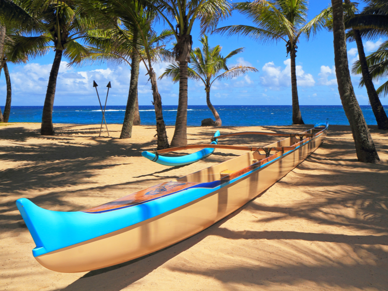 Outrigger canoe at Mama's fish house, by far one of the best things to do in Hawaii