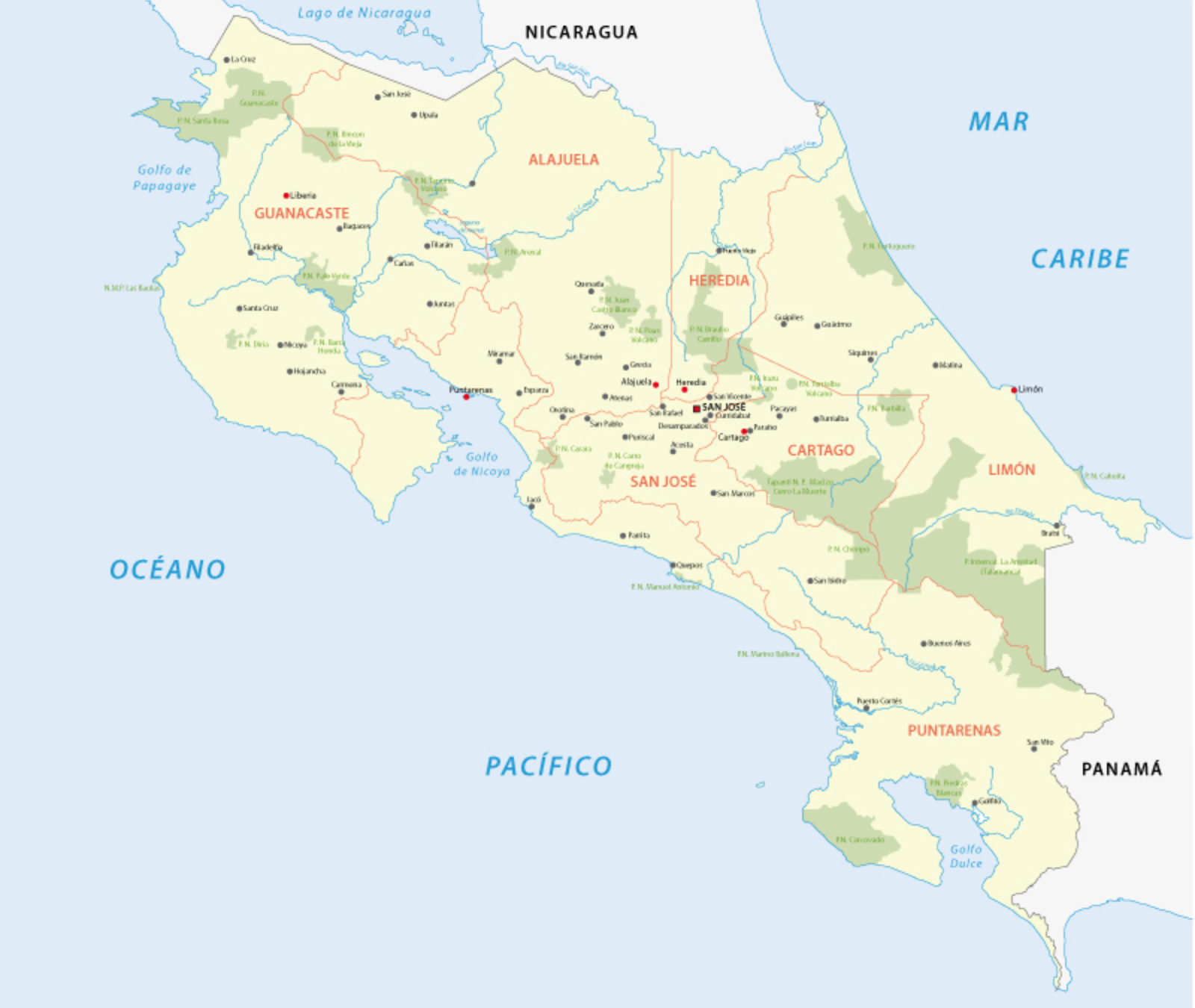 6 best parts of Costa Rica on a map
