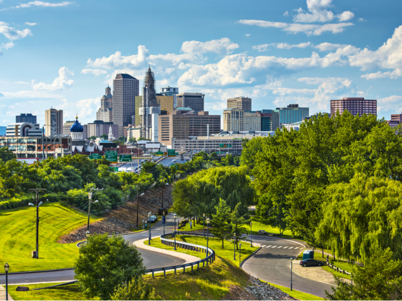 Skyline of a top pick for a must-visit destination in New England, Hartford, Connecticut