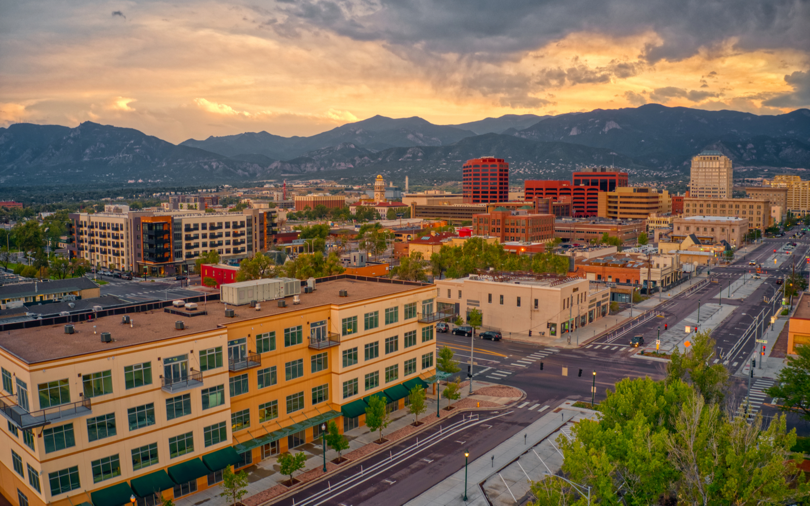 Aerial view of Colorado Springs for a piece on the best attractions in Colorado Springs