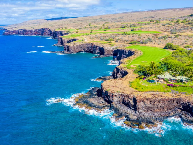 Image of the best Luaus in Hawaii featuring an aerial shot of Lana'i
