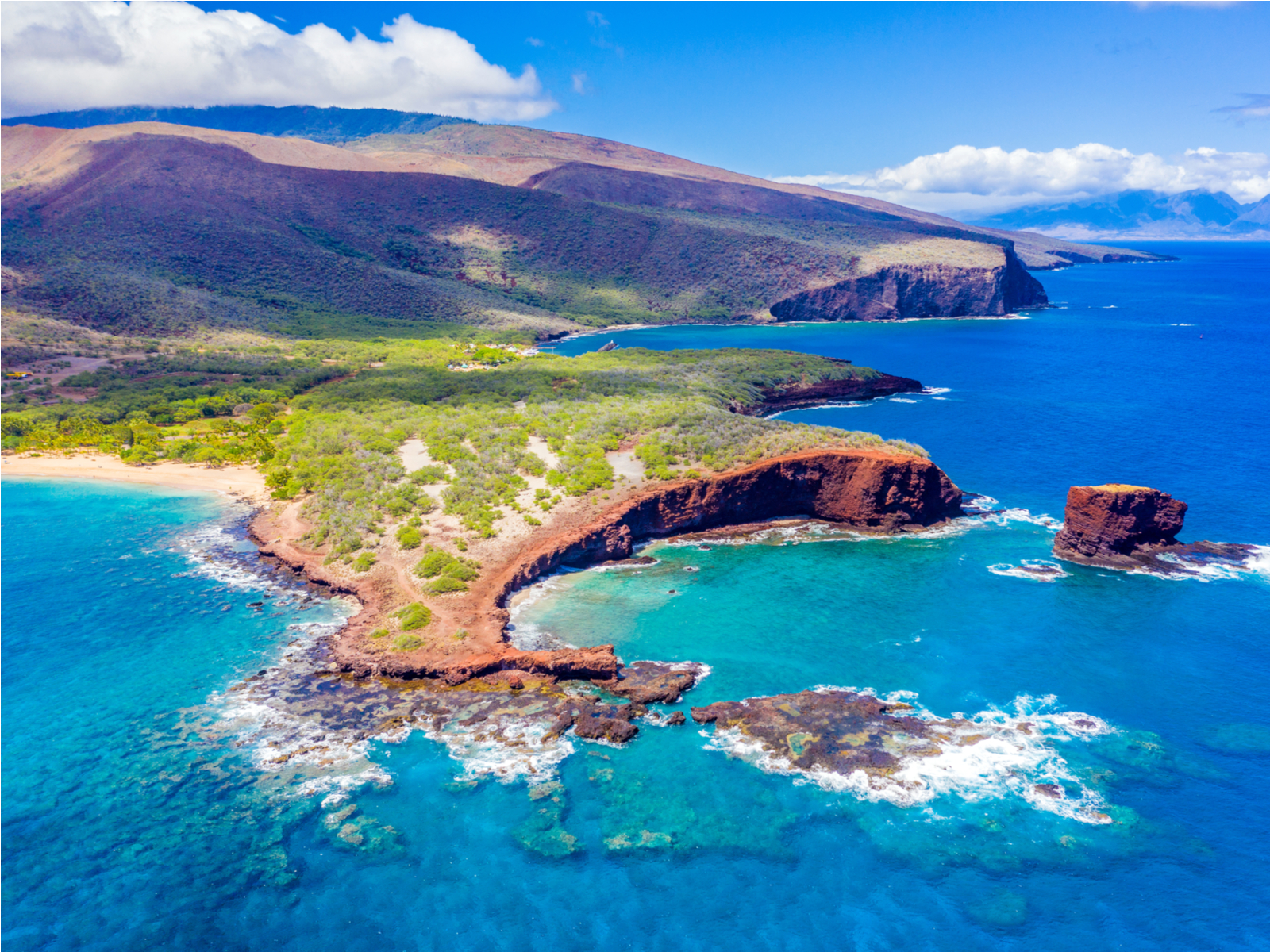 Aerial view of Lanai for a map of the Hawaiian islands