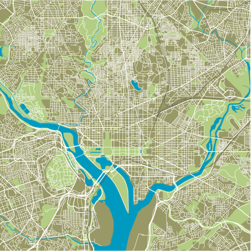 Vector image of the best places to stay in Washington, DC