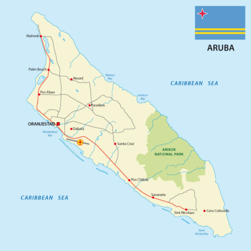 The best parts of Aruba as displayed on a map