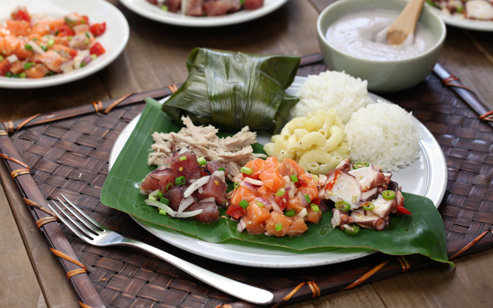Traditional hawaiian food on a plate for a piece on the best restaurants on the Big Island