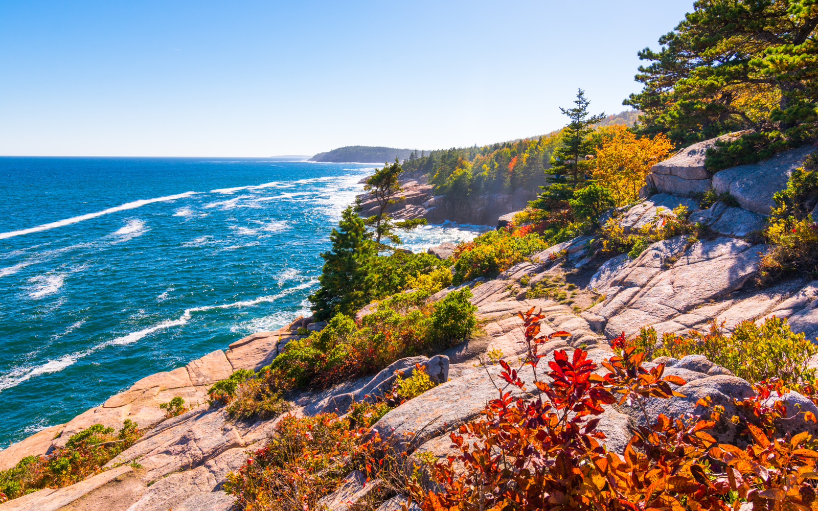 Coastline of Maine as pictured during the best time to visit Acadia National Park