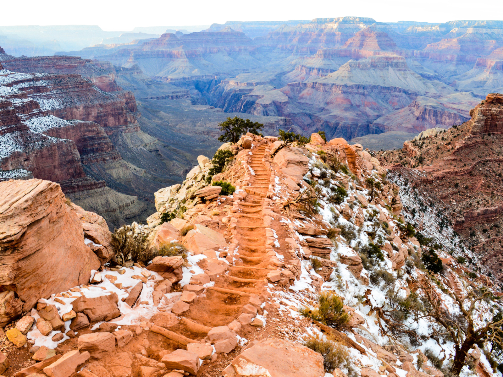 Image of a trail on the south rim in the Grand Canyon, one of the best hikes in the world