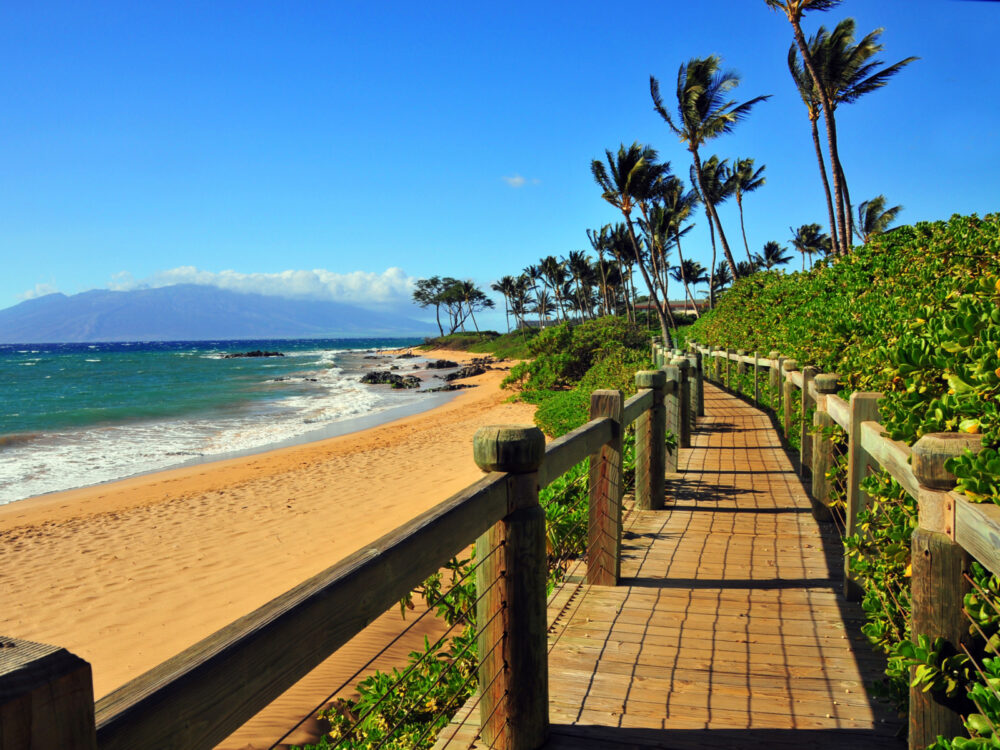 Beach next to walking path for a piece on the best time to visit Maui