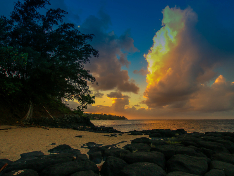 Anini Beach Park at Sunset, one of the best beaches in Hawaii