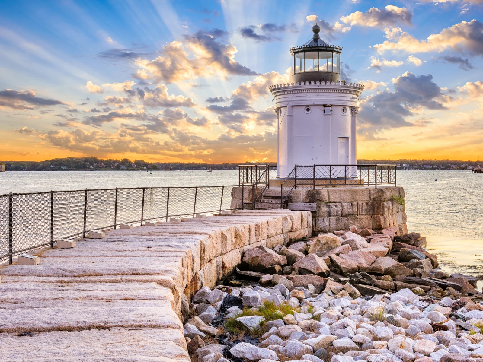 Gorgeous lighthouse in Portland Maine for a piece on the best Airbnbs in Maine