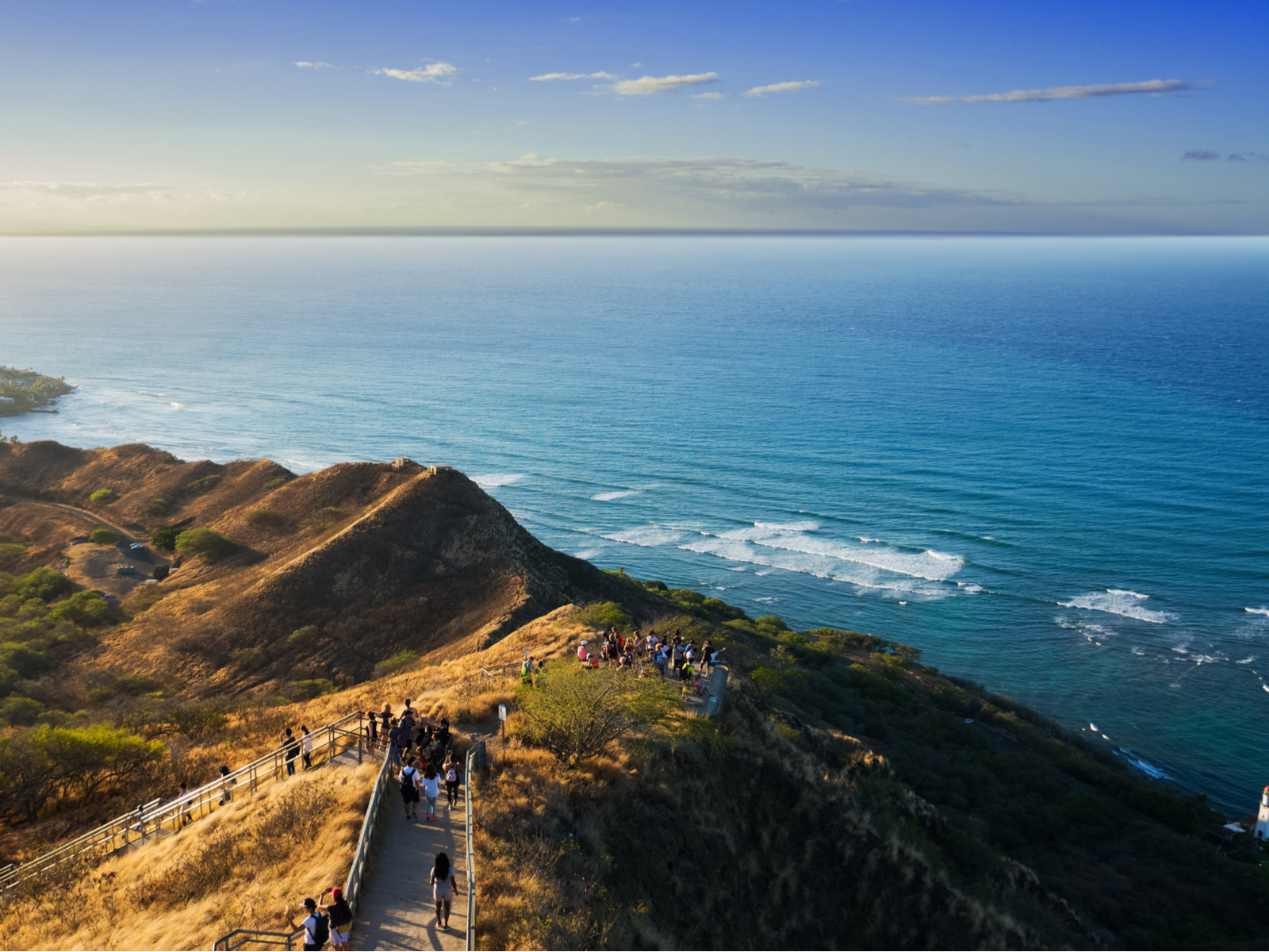Ocean view from The Diamond Head Crater, one of the best hikes in Hawaii