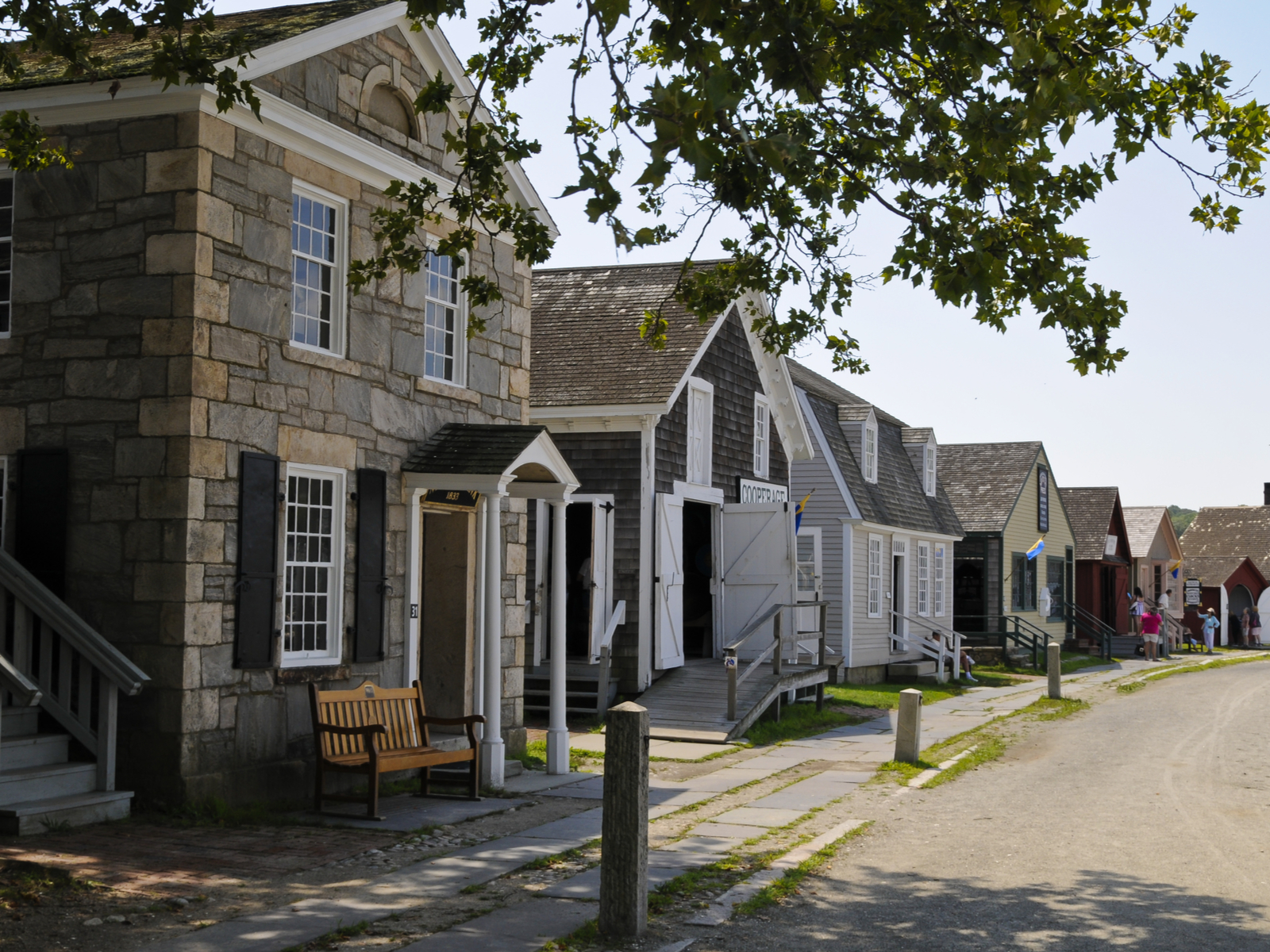 Row of houses in the Mystic Seaport in Mystic, one of the best places to rent a Connecticut Airbnb