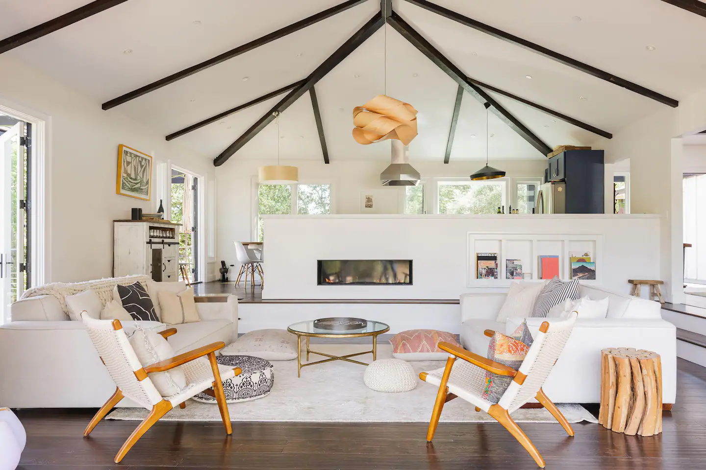 White interior and wooden furniture at Sonoma Vineyard Estate, a piece on the best bachelorette Airbnbs
