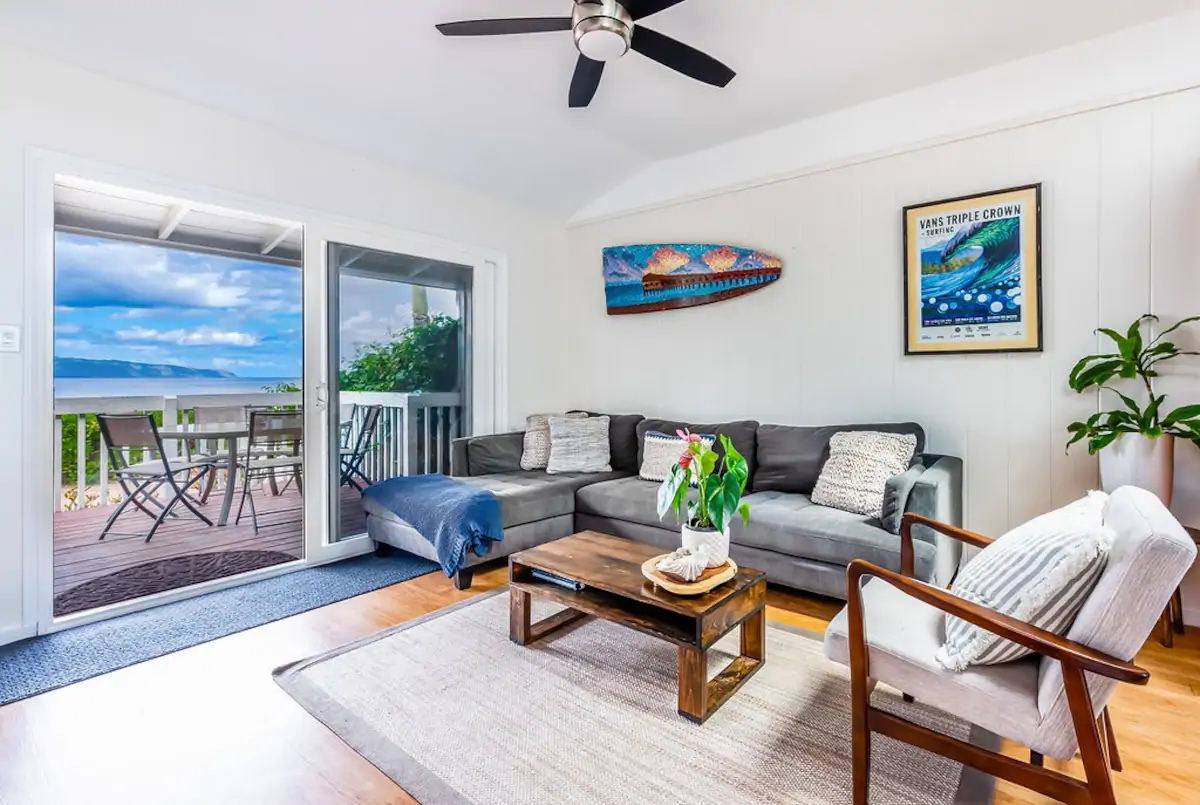 A top pick for the best Airbnb in Oahu, the North Shore Ocean Front Bungalow