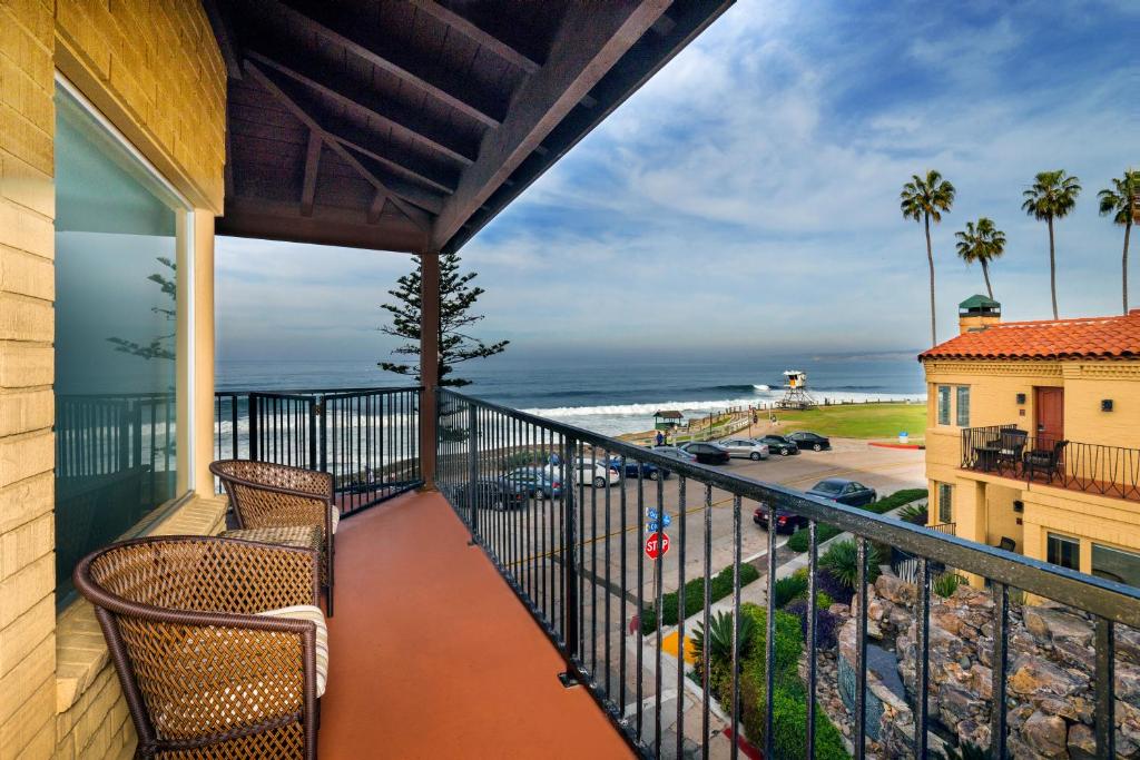 Balcony view from one of the best hotels in San Diego, the Pantai Inn