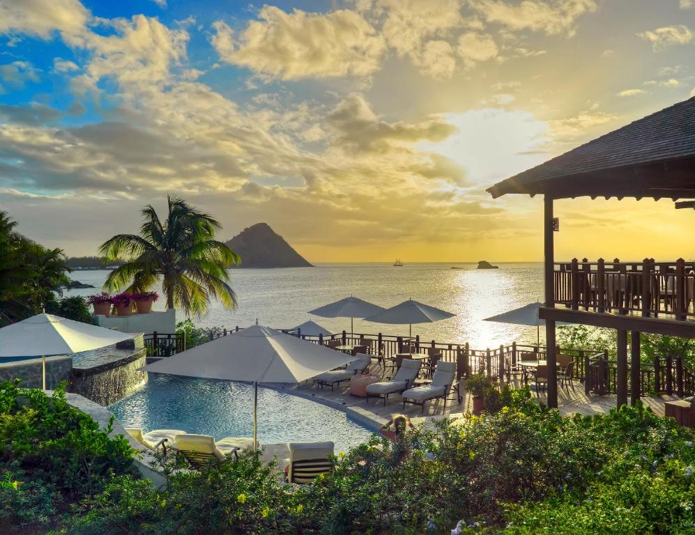 Cap Maison Resort, one of the best in St Lucia, pictured from the skydeck of the pool