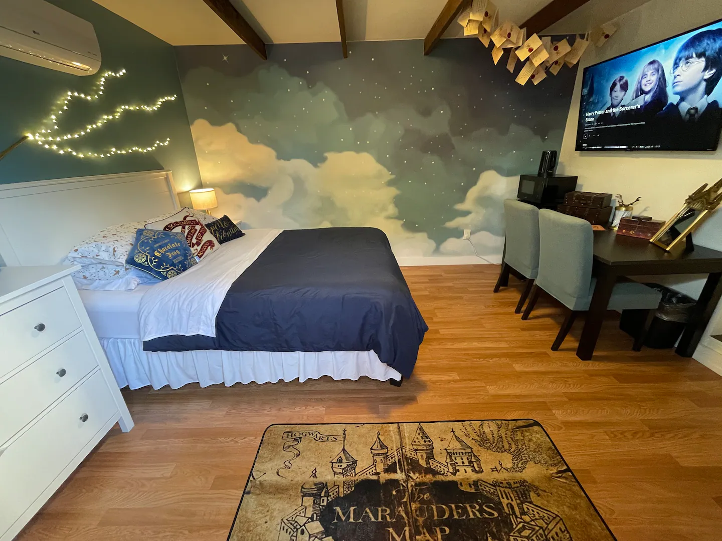 Harry Potter themed Airbnb suite featuring a photo of one of the rooms