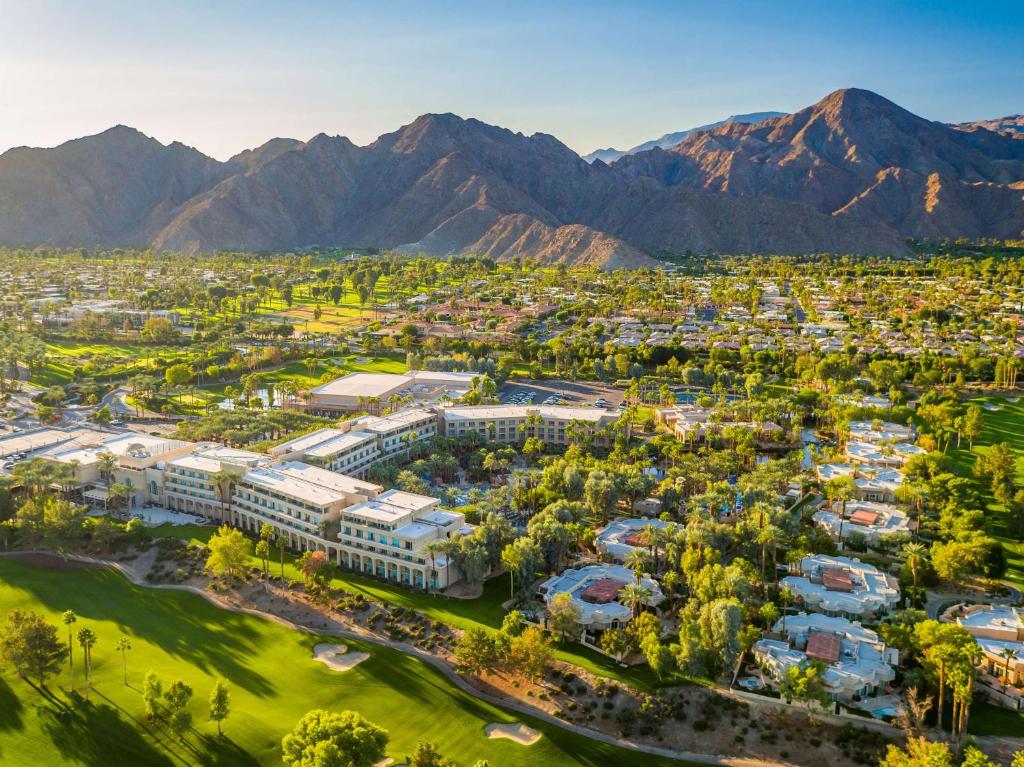 Hyatt Regency Indian Wells Resort and Spa as viewed from above, one of the best hotels in Palm Springs