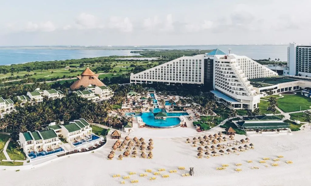 Iberostar Selection Cancun as seen from above for a piece on the best all-inclusive resorts in Cancun