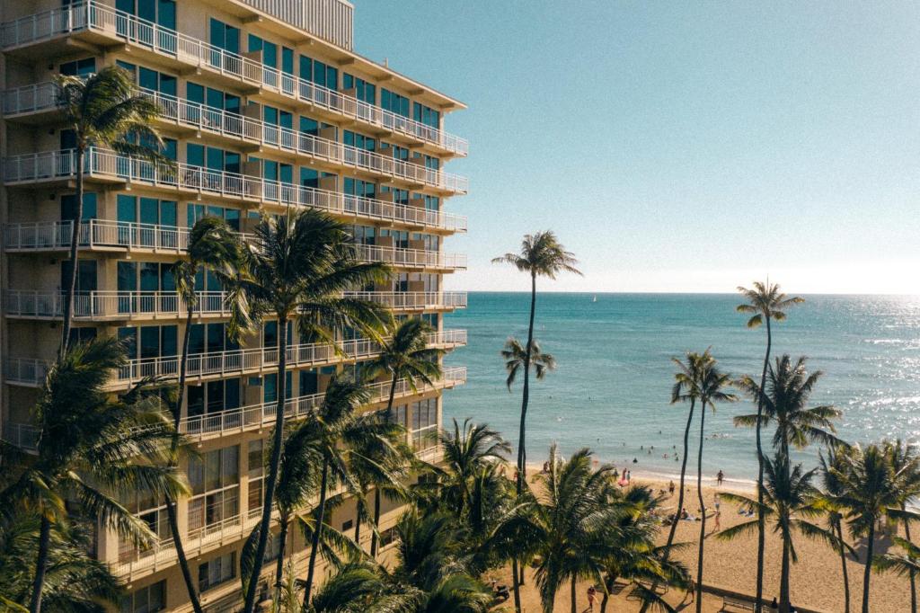 Kaimana Beach Hotel as seen from the second tower for a piece on the best hotels in Hawaii