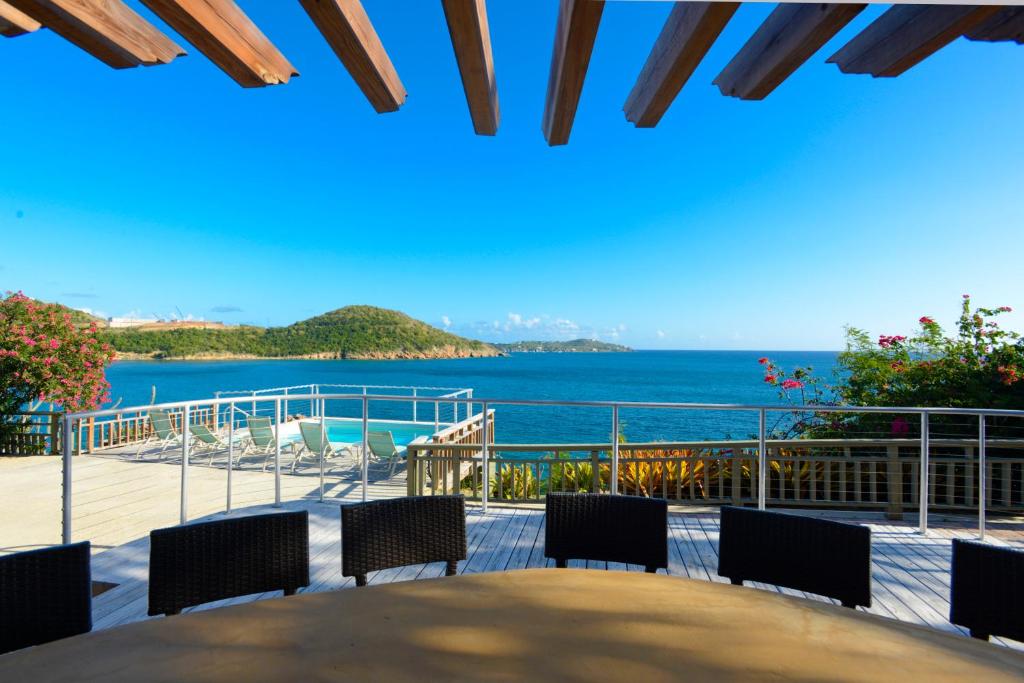 Lindbergh Bay Hotel, one of the best resorts in St Thomas, pictured from the restaurant looking toward the ocean
