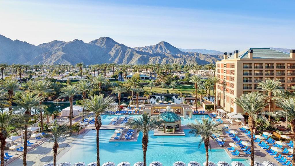 Renaissance Indian Wells Resort and Spa, one of the best hotels in Palm Springs, as seen above the pool