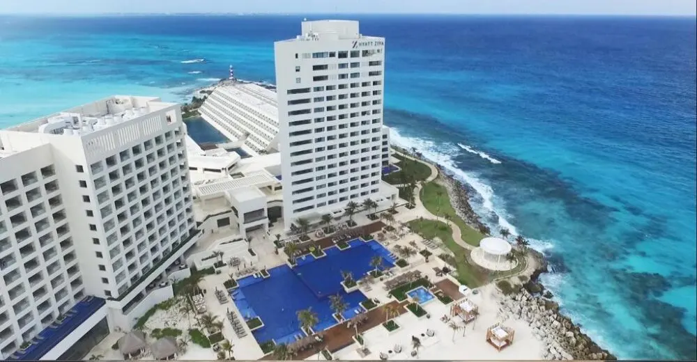 Turquoize at Hyatt Ziva Cancun, one of the best all-inclusive resorts in Cancun, pictured from above